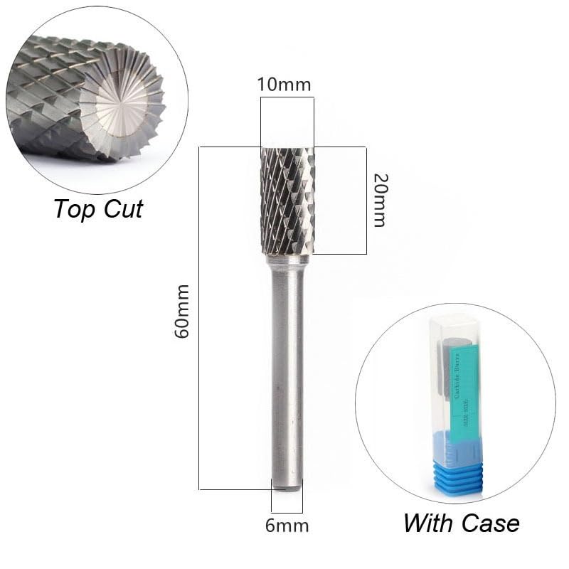 Molding Router Bit Set, Solid Tungsten Carbide Burr Rotary Rasp File, AX Cylindrical Shape Double Cut Milling Cutter for Die Grinder Drill Bits(Carbide Burr AX 6x10)