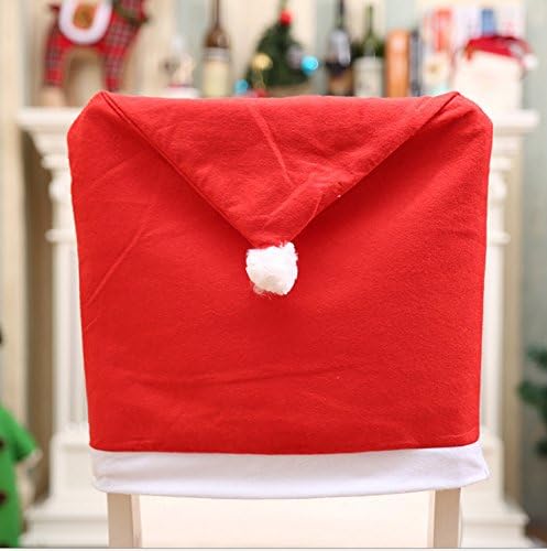 Miniatura 3 de Kashi Home Juego de 4 fundas para sillas con sombrero rojo de Papá Noel, decoraciones navideñas, fundas para sillas de cocina, comedor, juego de 4