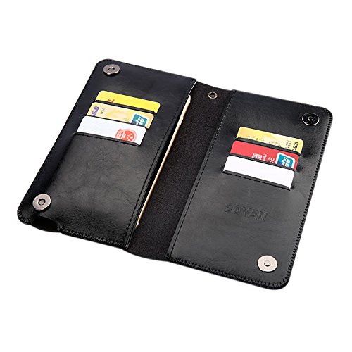 Soyan Universal Premium PU Leather Wallet Carrying Case for 5.5