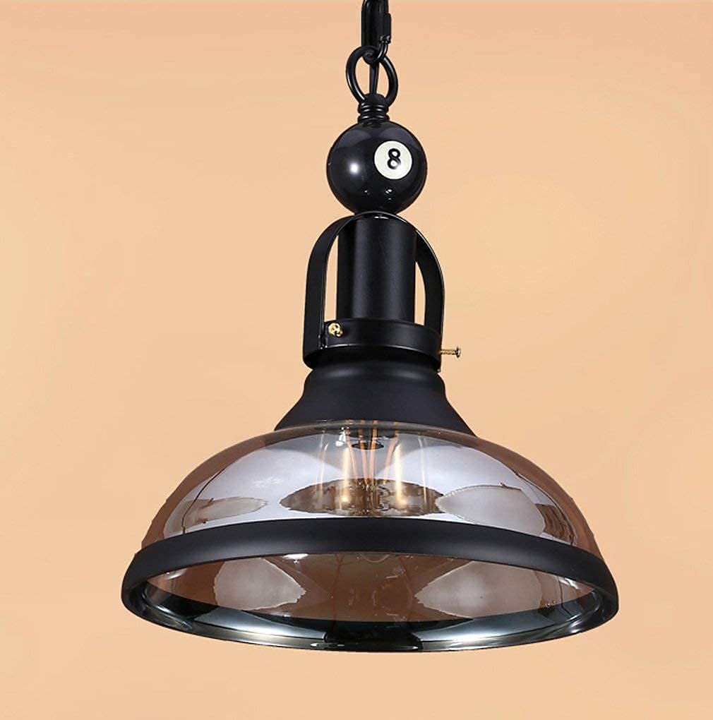 LYMSXAZOU Retro Industrial Chandelier - Adjustable Glass Pendant Light for Billiards, Bars, and Restaurants