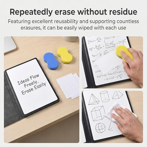 Ulluthu 2 Stück A5 Mini Whiteboard, A5 Whiteboards Notizbuch Notizblock Abwischbar Mini Memoboard mit Stifte Thuch und Radiergummi Tragbare Schreibtafel für Büro Schule Zuhause Schreibtisch Listen