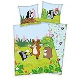 süß-e der kleiner Maulwurf Wende-Bettwäsche Set 135 x 200cm in Linon Qualität von Herding. Kinder-Bettwäsche für Junge-n und Mädchen. Der kleine-Maulwurf ist ein poetischer Natur-freund, neugierig und bereit für jedes Abenteuer