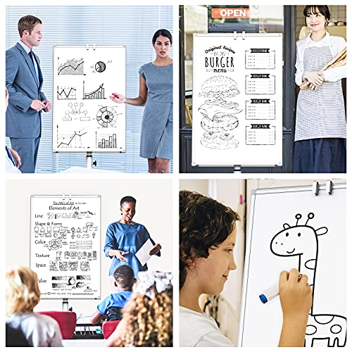 White Board Magnetic Mobile Dry Erase Board Easel 36 X 24 Inch Wheels Movable Stand Whiteboard With Flipchart Hook Height Adjustable #TOP6