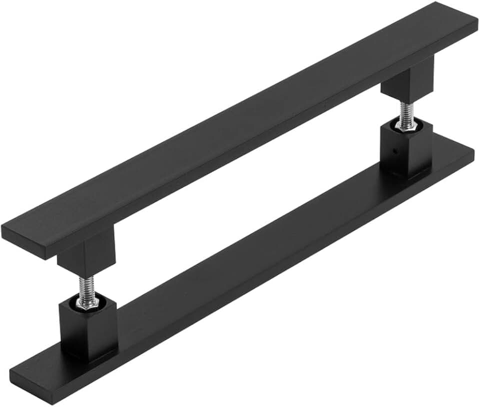 Puxador Inox Preto Para Porta Pivotante Madeira Vidro 40 Cm