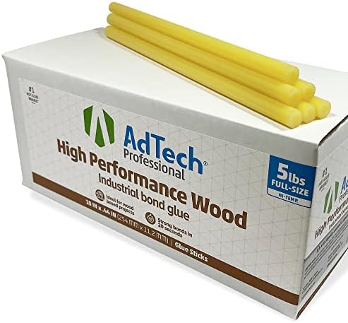 AdTech Professional High Performance Wood High Temp Industrial Bond Hot Glue Sticks 10" Amber