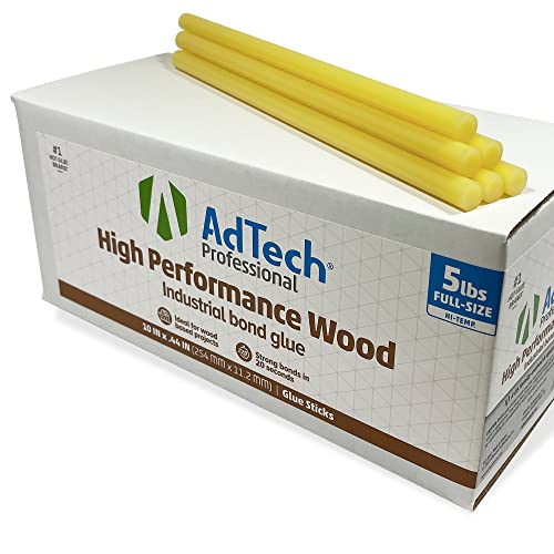 AdTech Professional High Performance Wood High Temp Industrial Bond Hot Glue Sticks 10' Amber