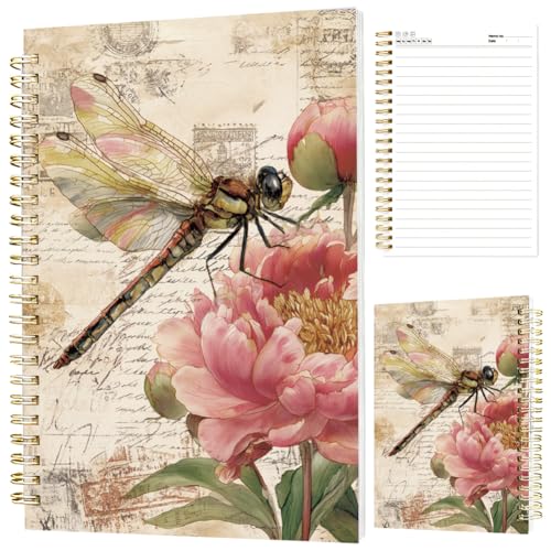 Journal intime libellule et fleurs rétro, une idée cadeau poétique