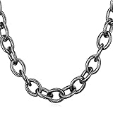 U7 Black 12mm Chain Stainless Steel Solid Heavy Circle Chain Necklaces Rolo Cable Chains 18 Inch Choker for Men