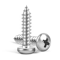 Vista 11 de MewuDecor Tornillos autorroscantes #4 x 1/2" de cabeza redonda Tornillos para chapa metálica y madera, óxido negro, acero inoxidable 304 18-8, 100