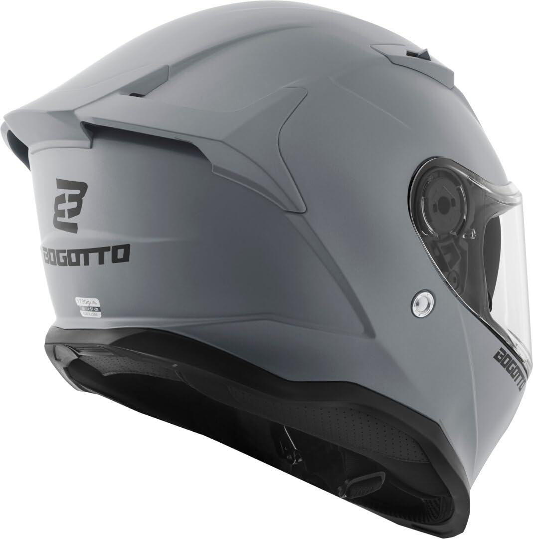 Bogotto H153 BT Bluetooth Helm, grau matt, S | Leicht zu wechseln