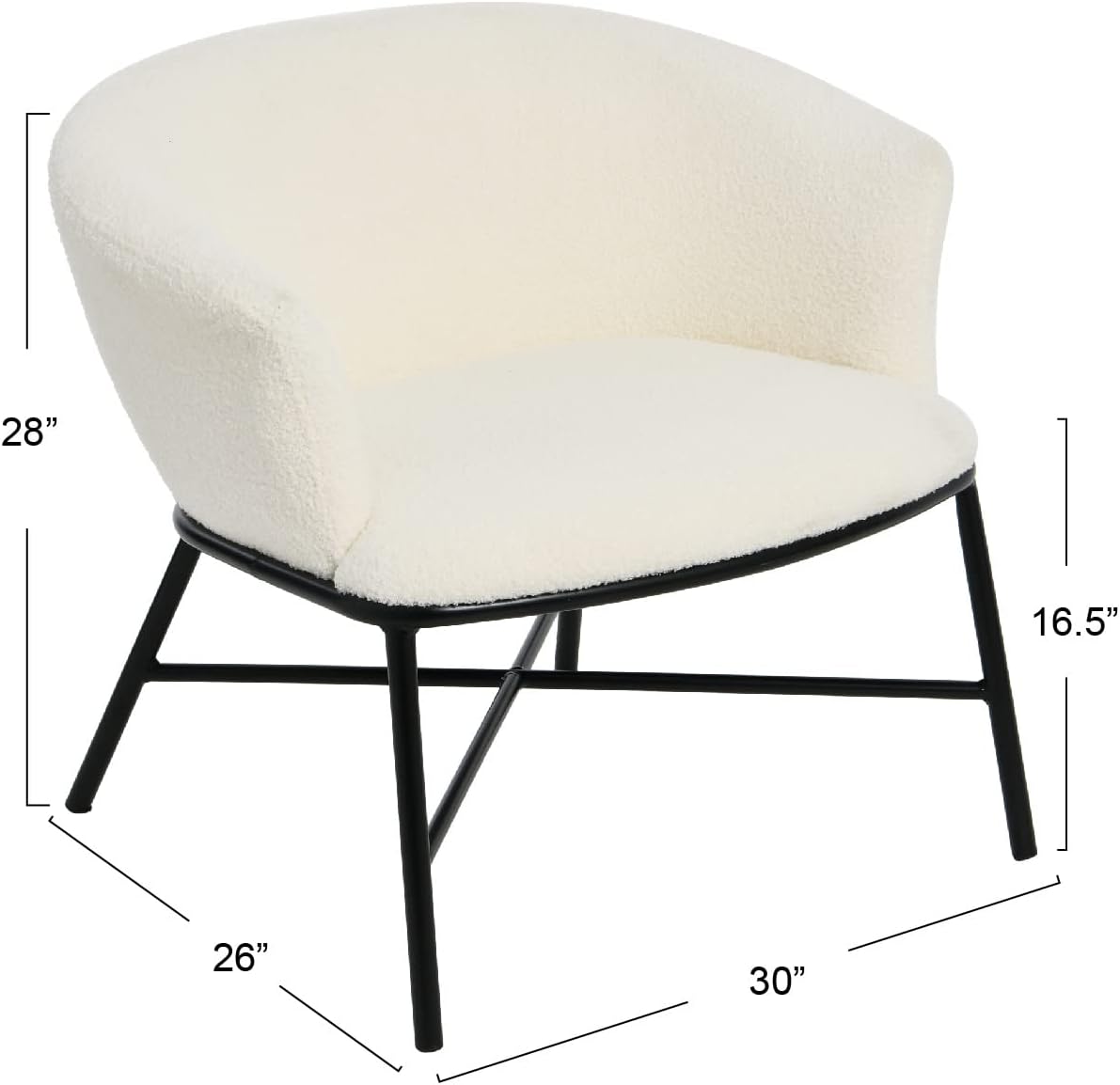 Creative Co-Op Bowery Boucle Upholstered Armchair, White