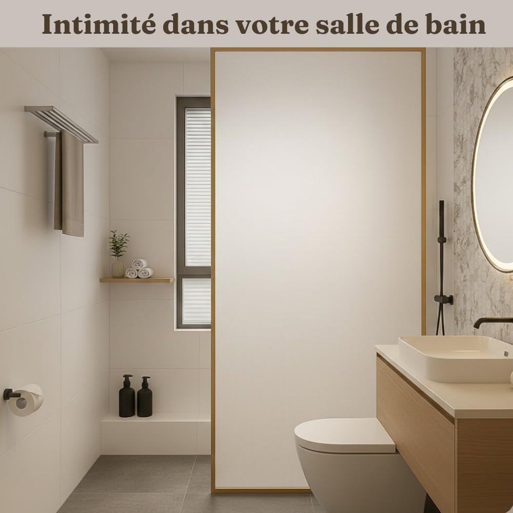 Film de confidentialité pour vitres et fenêtres (satiné, 60 x 400 cm) professionnel – Écran occultant pour bureau et maison – Film anti-UV, grand verre, statique, sans colle