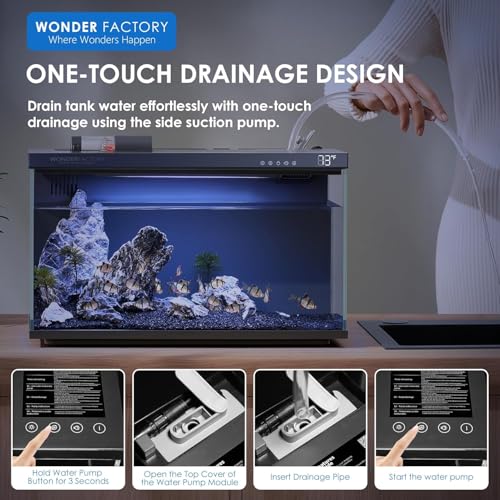 Image of Smart Aquarium 5 Gallon Glass Fish Tank, Self Cleaning System Efficiency Filter 7 Color LED Lights Automatic Feeder Temperature Display Monitor HD UHA Glass, Smart Control with Apps