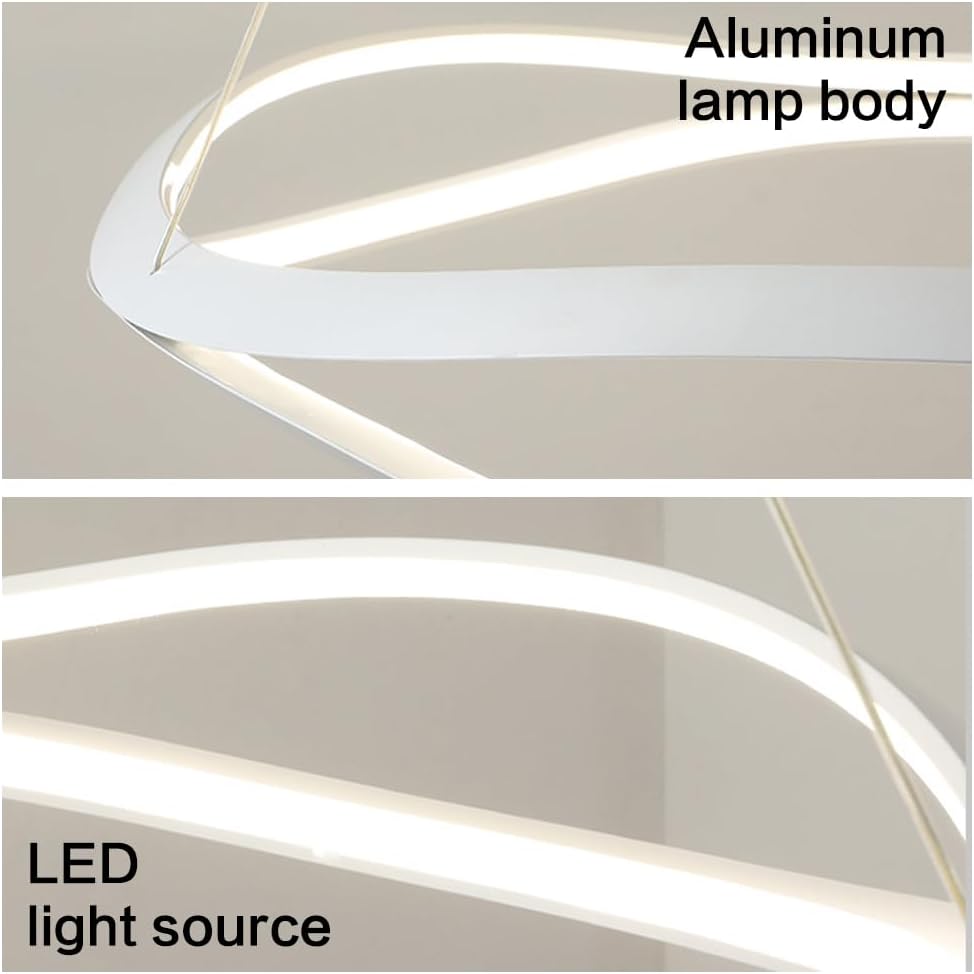 Dimmable Led Chaner for Kitchen Island, White Light Bedroom Living Room Dining Room Modern 66W Irregular Light Fixtures, 3 Color Mode