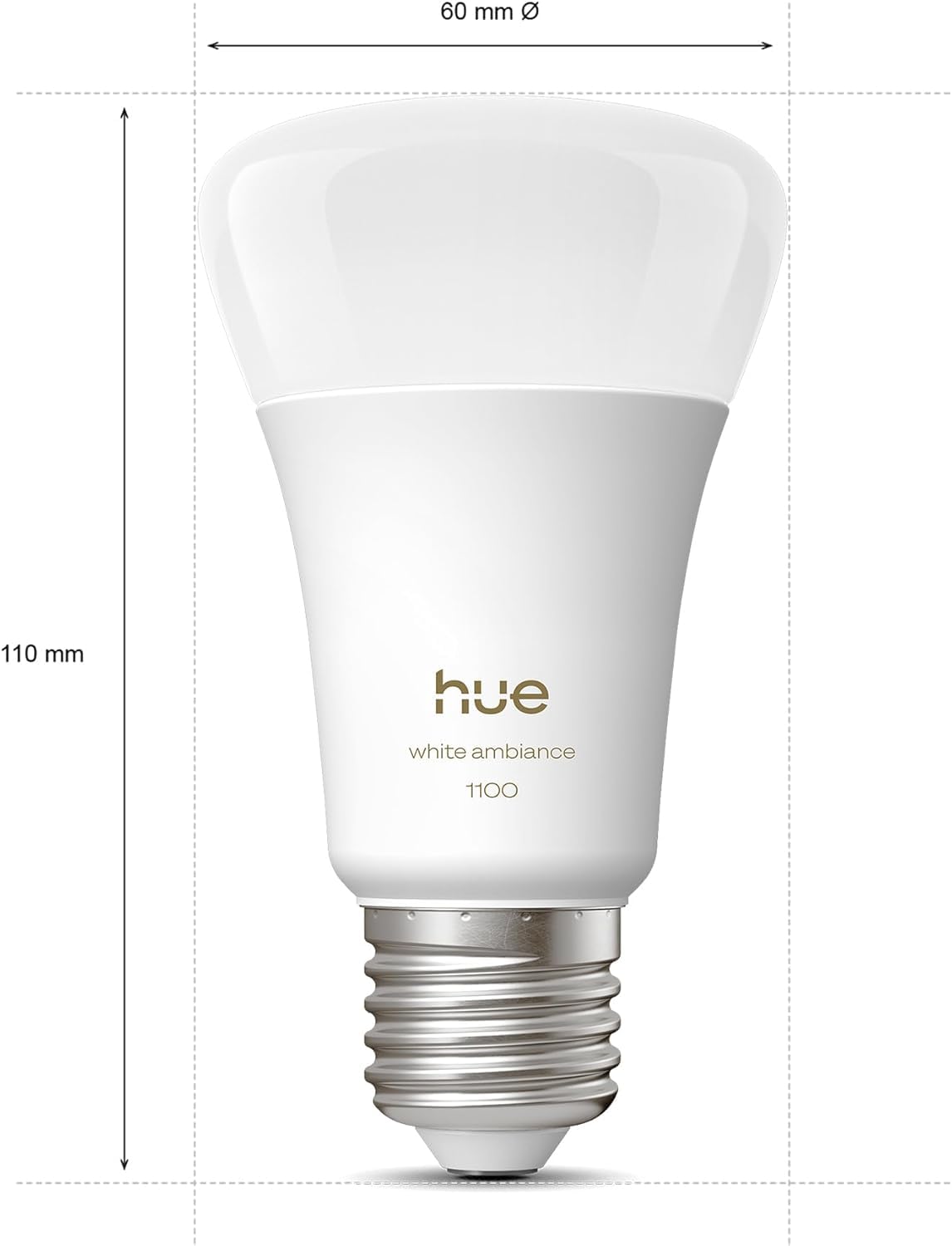 Philips Hue LED A60 (Confezione da 2), Lampadine smart con luce bianca calda E27, Luci smart da 8,1 W e 1.100 lumen, Lampadine intelligenti compatibili con Alexa, Google Assistant e Apple Home