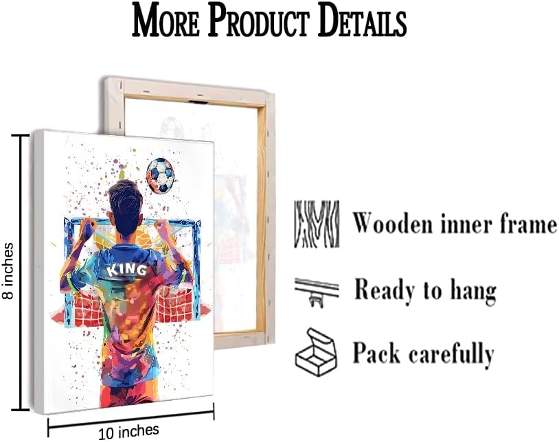 Framed Graffiti Soccer Canvas Wall Art,Soccer Wall Decor,Inspirational Sports Paintings Soccer Gifts Wall Decor Prints for Teen Boys Room Kids Playroom Bedroom 8"x10" Framed - Image 5