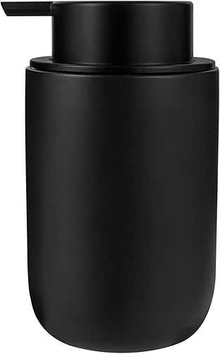 rejomiik Dispensador de jabón espumoso, dispensador de jabón de manos de espuma de cerámica gruesa para baño o fregadero de cocina, botellas de Negro