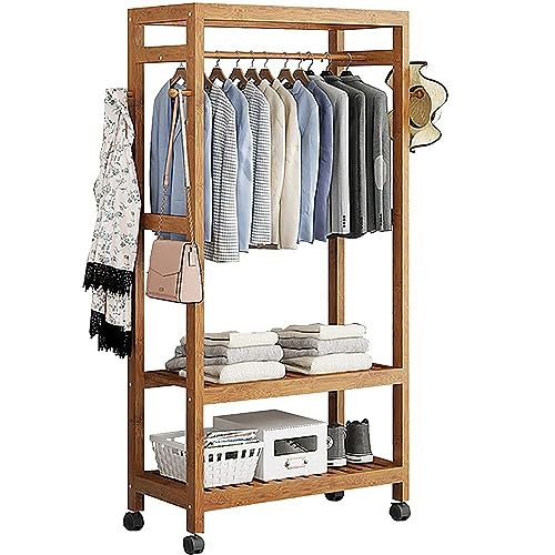 Portant à vêtements en bambou pour optimiser les petits espaces et entrées
