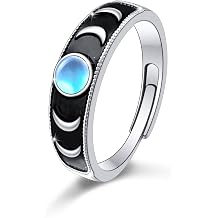 S925 Sterling Silver Moon Phase Crescent Ring Vintage Band