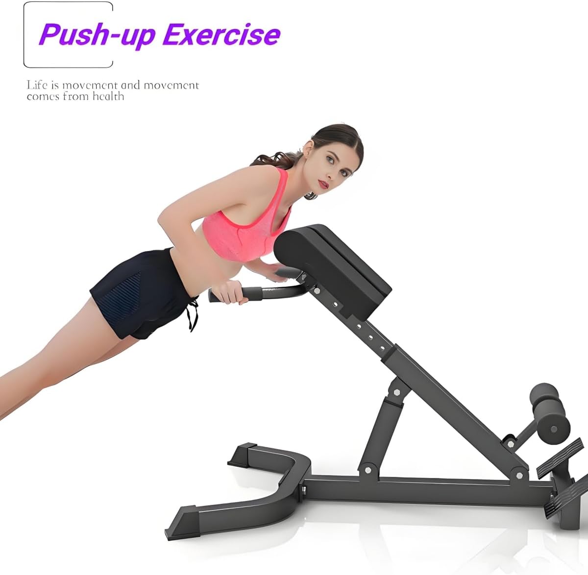 Roman Chair Hyper Back Extension Machine，Lower Back Hyperextension Bench for Glute, Hamstring, Foldable Multi-Functional Exercise Equipment for Home Gym