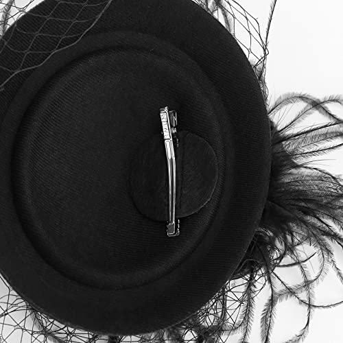 Image of DRESHOW Fascinators Hat Feather Headband Women's Fascinators Tea Party Headwear with Clip Flower Head Band for Girls & Women