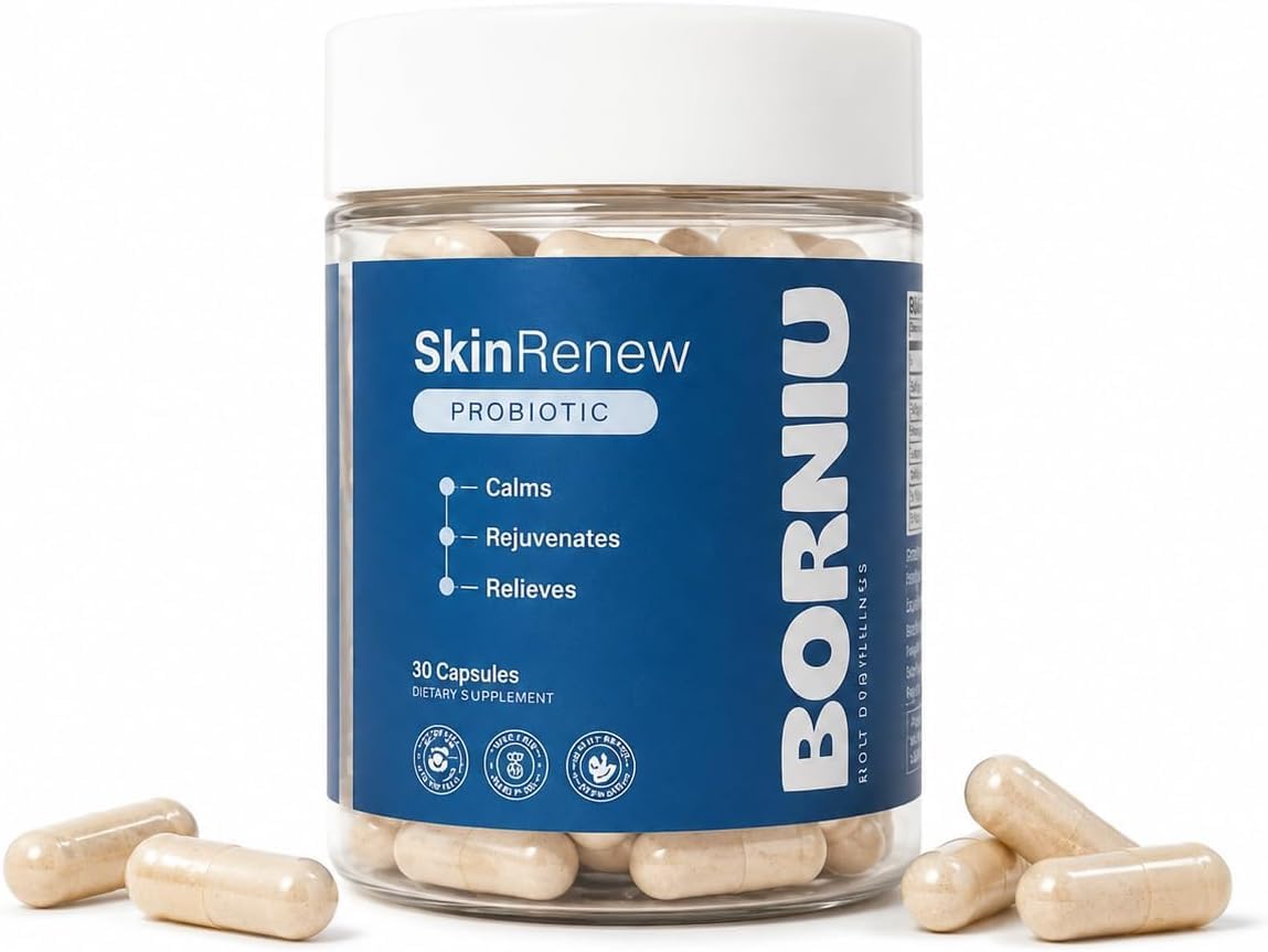 BORNIU Skin Probiotics for Women & Men, 10 Billion CFU Gut Health | 30 Caps