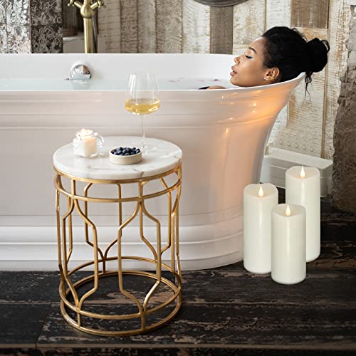 Image of TECHLONG Flickering Flameless Candles with 3D Moving Flame Set of 3(H 5 inch 6 inch 7 inch x D 3 inch), Last 1000+ Hours Battery Operated Candles with Remote Timer, Ivory Real Wax Electric LED Pillar Candles