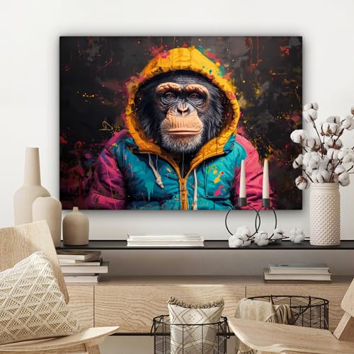 Impression sur toile de qualité graffiti singe Banksy 70x50
