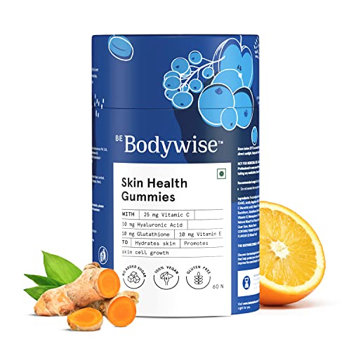 Be Bodywise Collagen Skin Health Gummies | 60 Day Pack | With 10,000 mcg Glutathione, Hyaluronic Acid, Vitamin C, Vitamin E & Glutathione | Delicious Gummies for Hydrates skin | 60 Gummies
