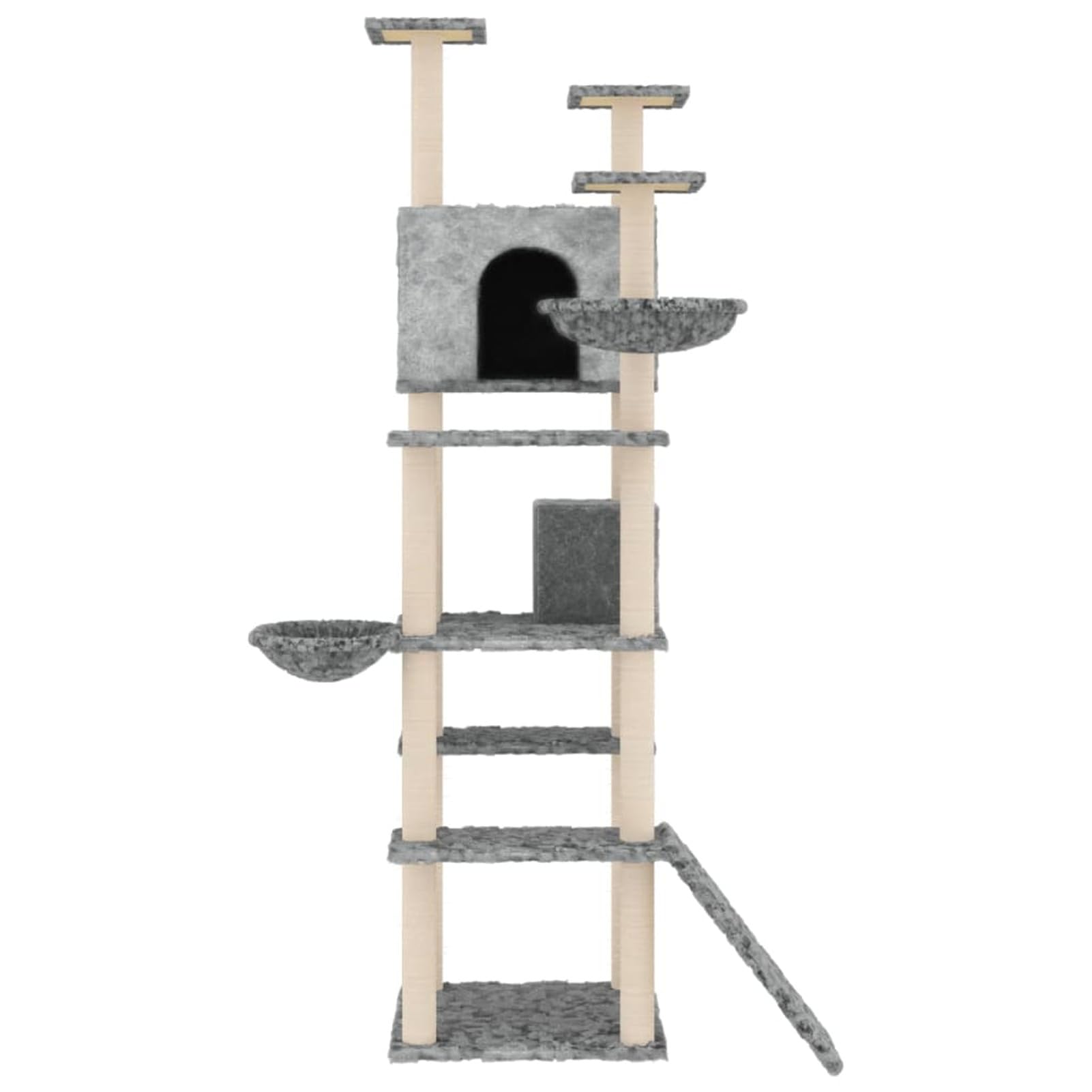 Skrobaczka dla kota z sizalowymi słupkami, ZEYUAN drapak dla kota, drapak dla kota, akcesoria dla kotów, wieża dla kota, rozrusznik dla kota, domek dla kota, jasnoszary 191 cm
