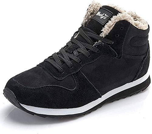 Rioneo Chaussures Bottes Hiver De Neige Femme Homme Boots Fourrees Bottines Mode Courts avec Doublure Chaude Noir Bleu 35-46 Noir 40