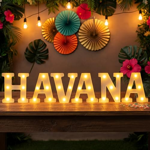 Aurelema 6 Pcs Havana Party Decorations Light up Sign...