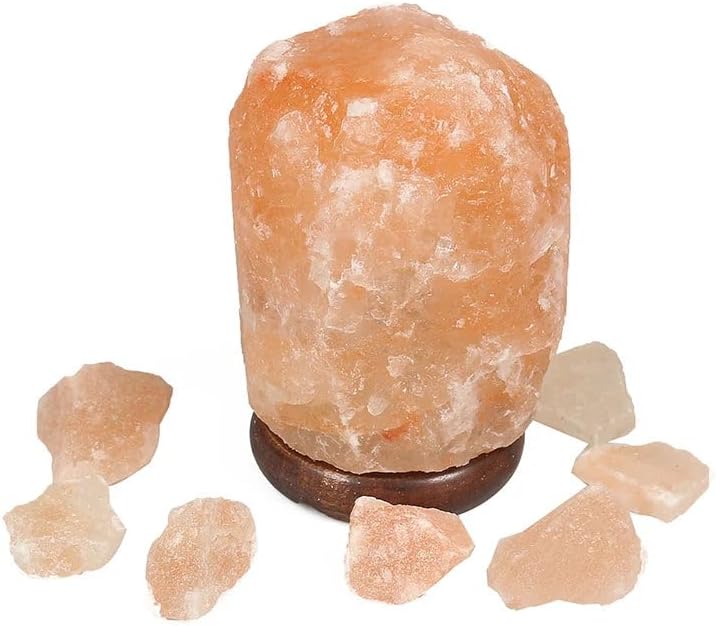 Generic Himalayan Salt Lamp in Solid Wood Base by USBCustomizable - Natural Night Light for Sale, Pink