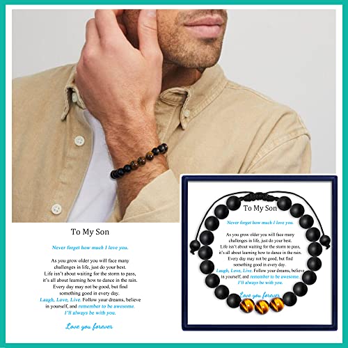 Mftrading Beaded Bracelet For Son Gifts To My Son From Mom Dad Christmas Birthday Gift Wrap Strand Beads Nature Stone Bracelets For Men #TOP7