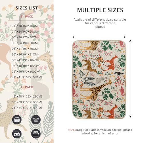 Image of IEUUMLER Washable Pee Pads for Dogs, 2 Pack Forest Pattern Reusable Waterproof Puppy Pads, Non-Slip Super Absorbent Dog Training Pad for Playpen Crate Bed EU013 Beige Jungle, 41x36