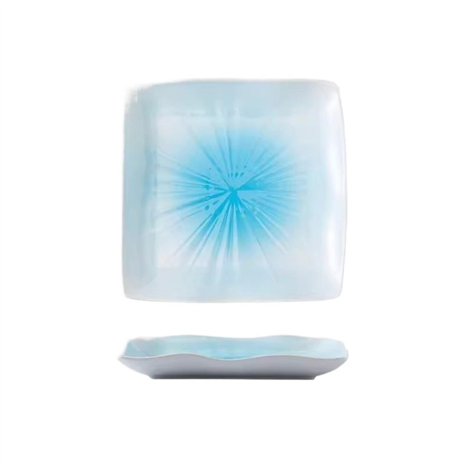 HPTHLY Plate Steak Plate Simple Square Ceramic Plate Creative Household Vegetable Plate Hotel Restaurant Tableware Dessert Plate (Blue 11 Inch)