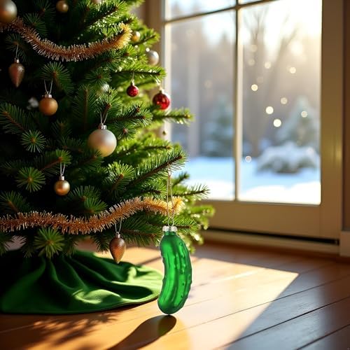 Jowxsx-Christmas Green Glass Pickle Tree Ornament