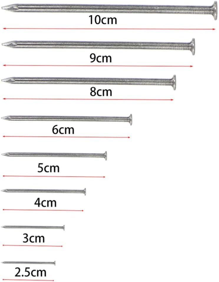 Tack Nails - Clavos redondos de acero al carbono para carpintería, 60 mm, clavos surtidos para suelo y pared, 100 unidades