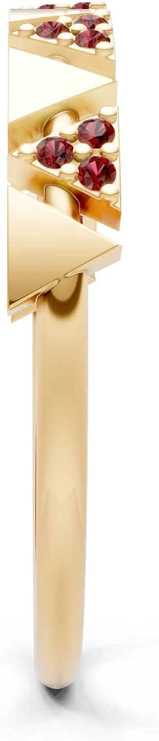 PEORA Round Cut Garnet Stackable Band Available in Solid 10K, 14K or 18K Ring – White, Yellow or Rose Gold