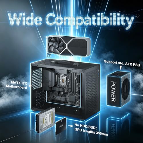 Micro-ATX 미니 타워 PC 케이스, 운반 손잡이 포함, 미니 사이즈, 고성능 하드웨어 호환, 240AIO 지원, 팬 없음 — 사진 3