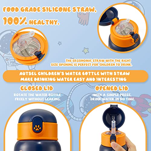 Coktik 17 Oz Kids Water Bottle With Straw, Double Walled 18/10 Stainless Steel Insulated Water Bottle, Keeps Cold And Hot,Bpa Free And Leakproof #TOP1