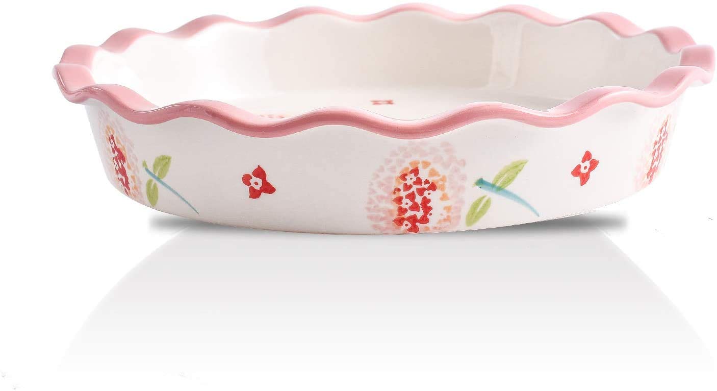 Kkgud Cute Modern Ceramic Baking Dish 10 Inch Round Bakeware