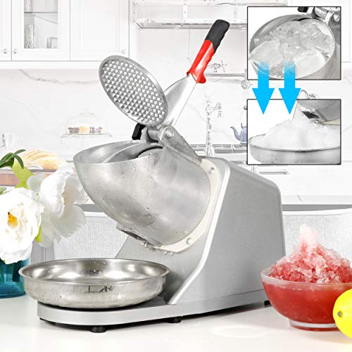 Zeny Electric Ice Crushers 300W 2000R/Min W/Stainless Steel Blade Shaved Ice Snow Cone Maker Kitchen Machine (Silver) #TOP1