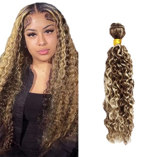 P4/613 Blonde Bundles Human Hair Water Wave Bundles 30 Inch Human Hair Weave 1 Bundle Unprocessed Brazilian Virgin Hair Brown Water Wave Human Hair Extensions 50 Grams/Bundle