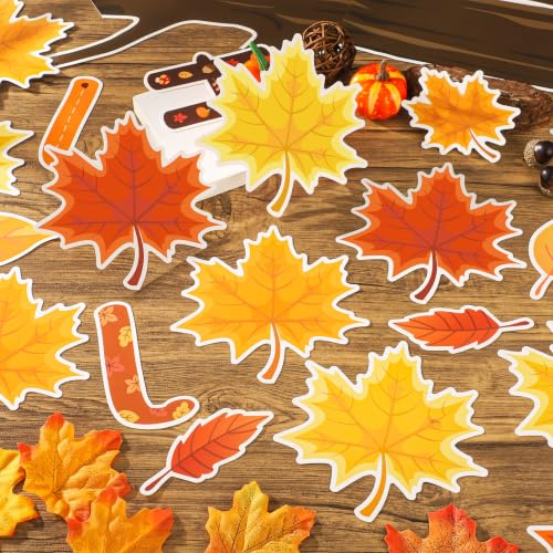 102 PCS Fall Tree Bulletin Board Decorations Autumn Maple Leaves Tree Paper Cutouts Hello Fall Classroom Bulletin Board Cutouts with Glue Points for Thanksgiving Home School Wall Chalkboard Decor - Image 4