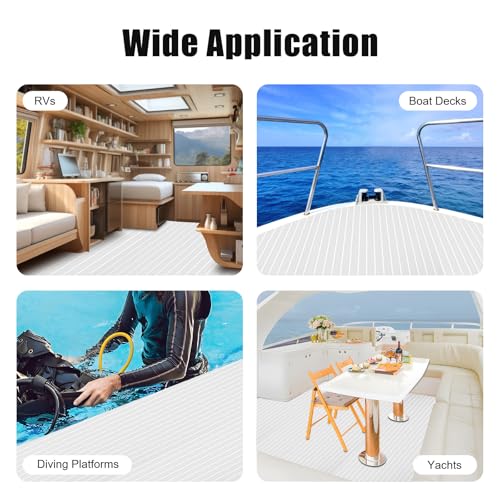 Suelo de espuma EVA autoadhesivo gris de 240x90 cm con diseño de teca para barcos 8