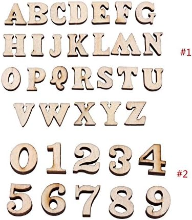 GLOGLOW 200pcs Mixed Wooden A-Z Letters/0-9 Numbers Wooden Alphabet for Crafts Pendants DIY Decoration Displays Kids Early Learning Toys(#1 Letters)