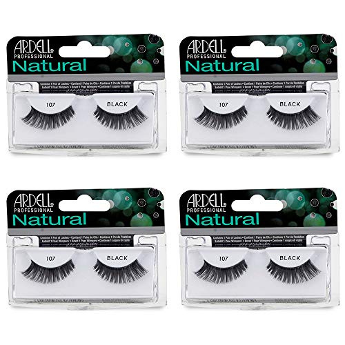 Ardell Natural Lashes False Eyelashes 107 - Black, Natural Look Strip Lashes, Long-Lasting Wear for