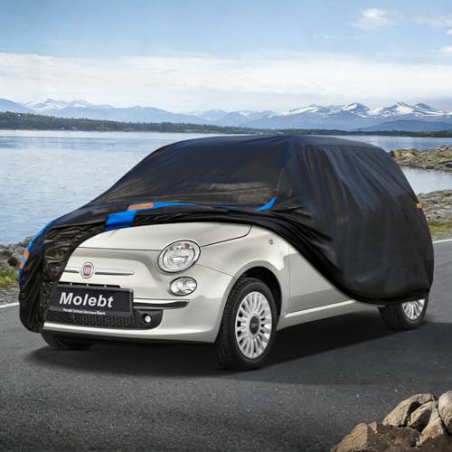Image of Custom Fit Car Cover for Fiat 500 /500C /500E Hatchback (2007-2026), Upgraded Seamless Waterproof All Weather Outdoor Auto Cover, Scratch-Resistant UV /Snow /Rain Protection