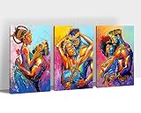 Lot de 3 toiles imprimées sur toile africaine, couronnes roi et reine, art noir pour décoration murale, amoureux africains, femme et homme, décoration de chambre (50,8 x 76,2 x 3 pièces)